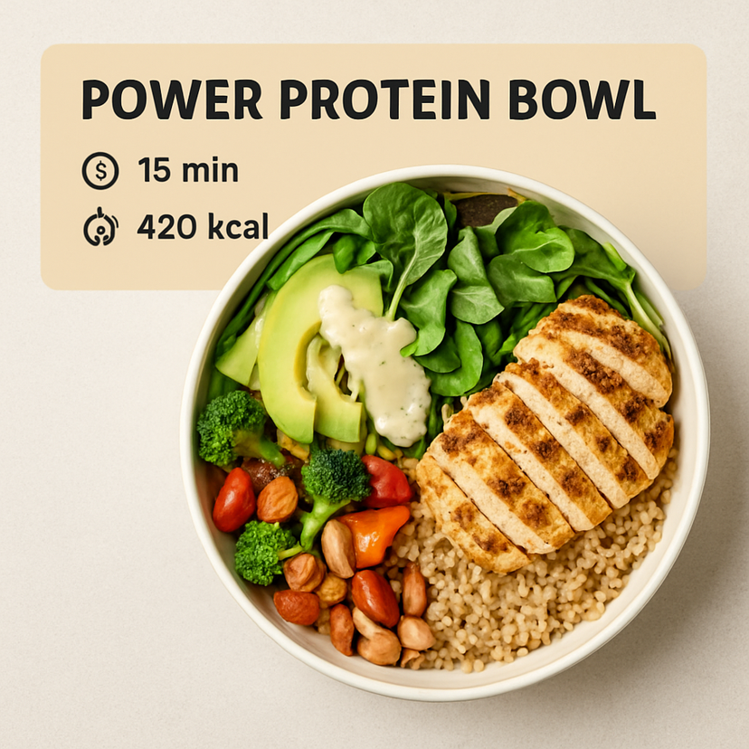 food that contain protain 420 kkal which can be prepared in 25 mins